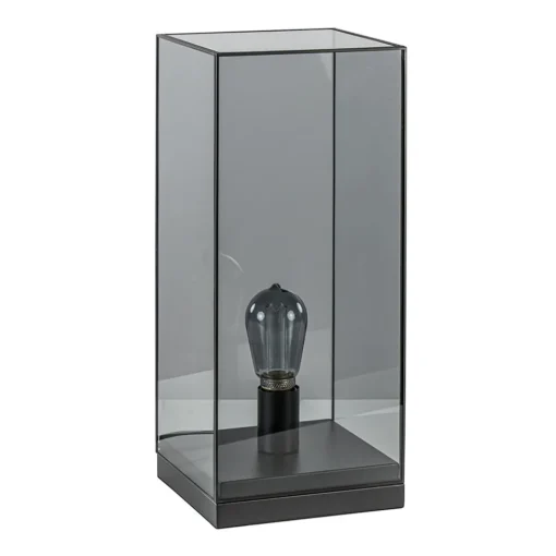 Tafellamp Askjer mat zwart met smoke glas