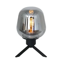 Tafellamp driepoot kegel smoke glas