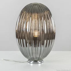Tafellamp Egg Rib smoke glas