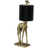 Tafellamp Giraffe groot antiek brons met velvet zwarte kap