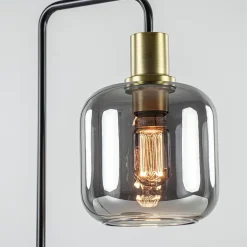 Tafellamp Lekar zwart/brons met smoke glazen kap