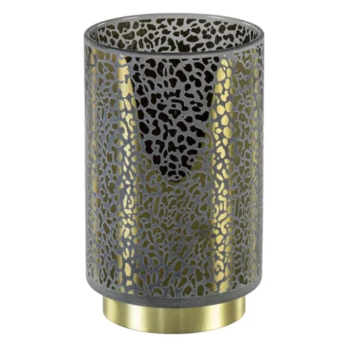 Tafellamp Leopard op batterij donker grijs met goud