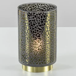 Tafellamp Leopard op batterij donker grijs met goud
