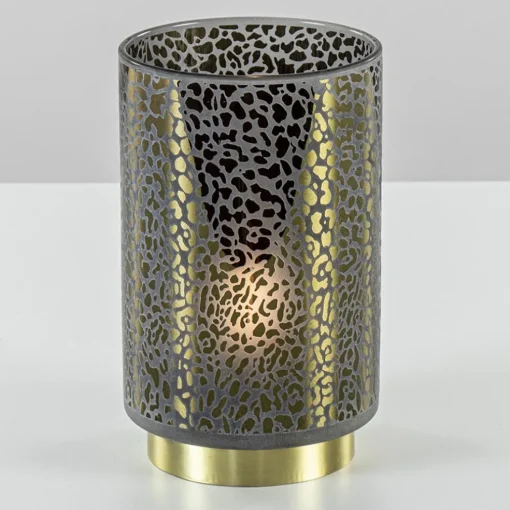 Tafellamp Leopard op batterij donker grijs met goud