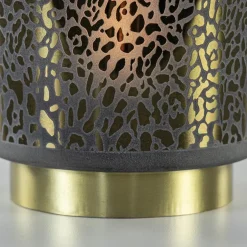 Tafellamp Leopard op batterij donker grijs met goud