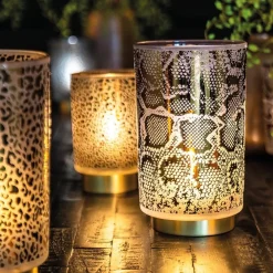 Tafellamp Leopard op batterij donker grijs met goud