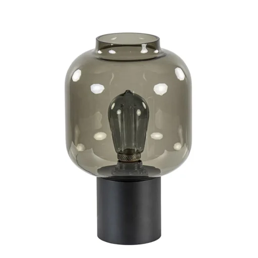 Tafellamp Lett zwart + smoke glas 20cm