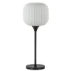 Tafellamp mat zwart met wit glas hoog