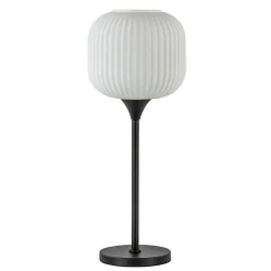 Tafellamp mat zwart met wit glas hoog