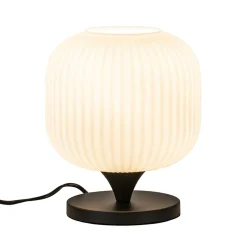 Tafellamp mat zwart met wit glas