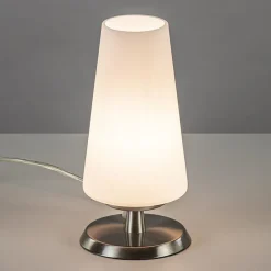 Tafellamp nikkel/glas met touchdimmer