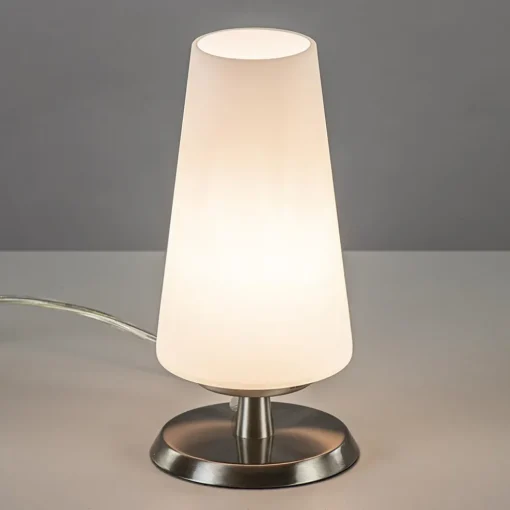 Tafellamp nikkel/glas met touchdimmer