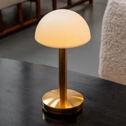 Tafellamp op accu gold/frosted IP65