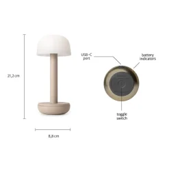 Tafellamp op batterij beige met frosted kap