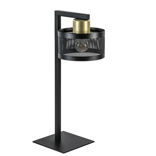 Tafellamp zwart/goud met ronde kap