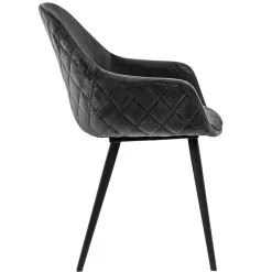 Trendy armstoel velvet grey met zwart metalen poot