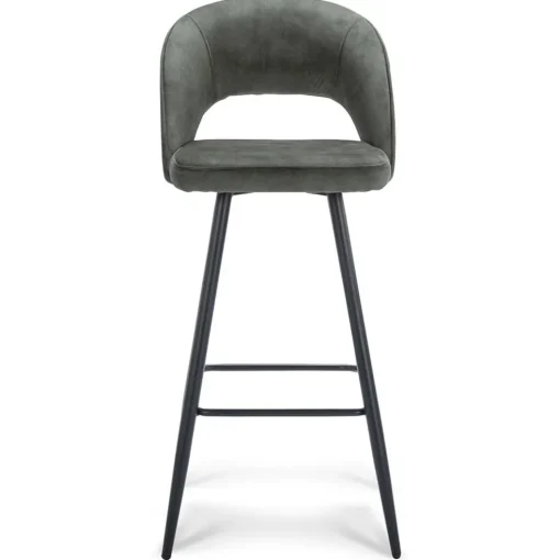 Trendy barkruk velours met zwart metalen poot