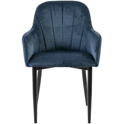 Trendy eetkamerstoel blauw met armleuning