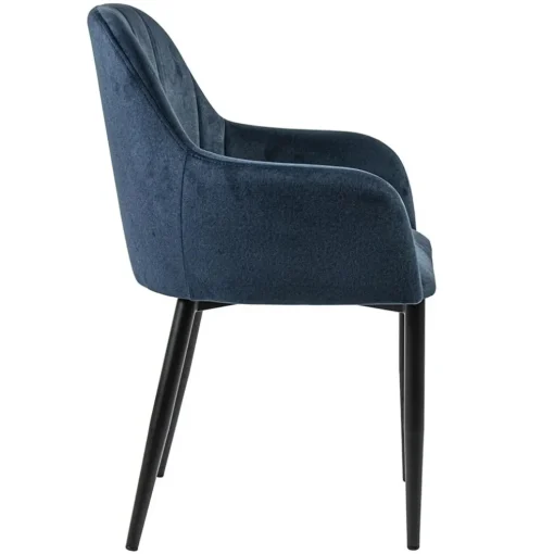 Trendy eetkamerstoel blauw met armleuning