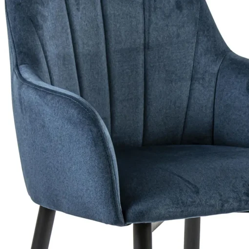 Trendy eetkamerstoel blauw met armleuning