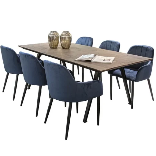 Trendy eetkamerstoel blauw met armleuning
