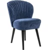 Trendy eetkamerstoel blauw met zwarte houten poot