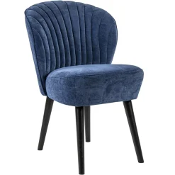 Trendy eetkamerstoel blauw met zwarte houten poot