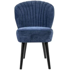 Trendy eetkamerstoel blauw met zwarte houten poot