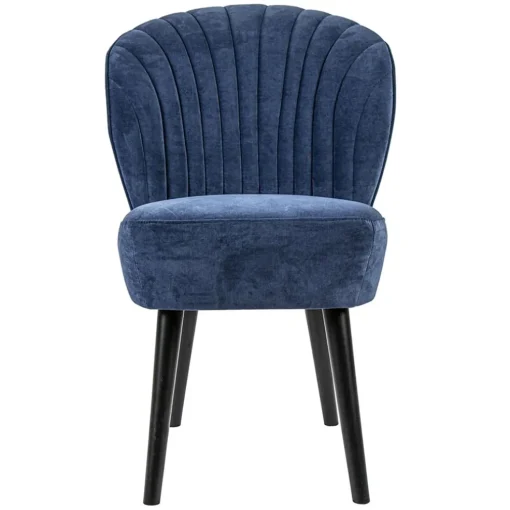 Trendy eetkamerstoel blauw met zwarte houten poot