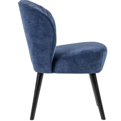 Trendy eetkamerstoel blauw met zwarte houten poot