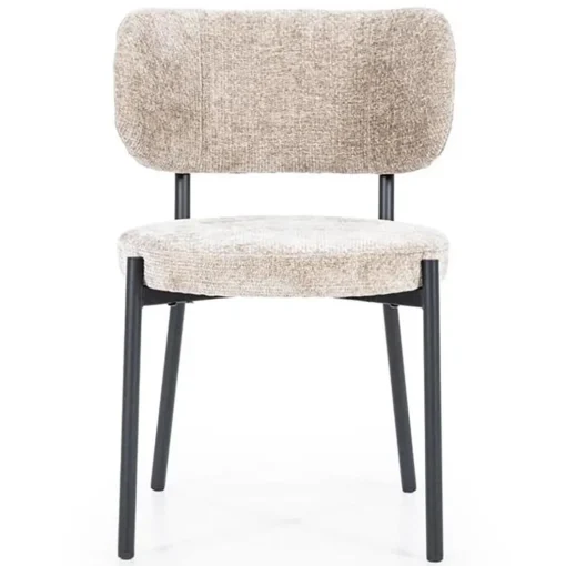 Trendy eetkamerstoel gemêleerd taupe met zwarte poot