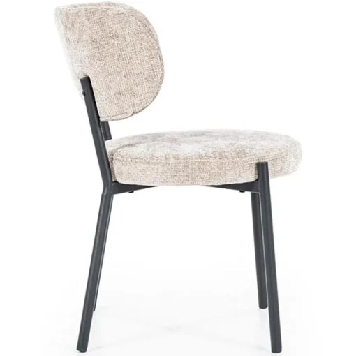Trendy eetkamerstoel gemêleerd taupe met zwarte poot