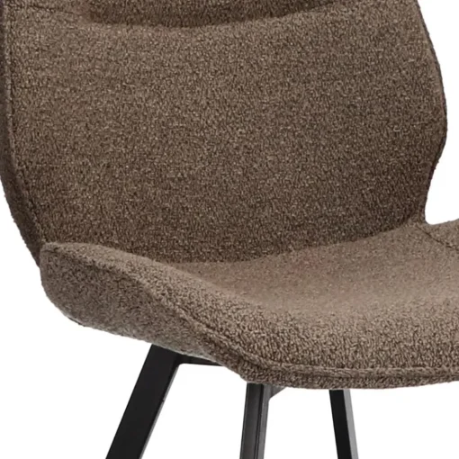 Trendy eetkamerstoel stof bruin met zwarte poot