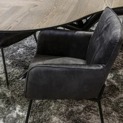 Trendy eetkamerstoel velours antraciet met armleuning