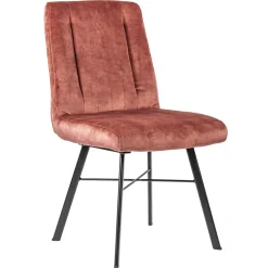 Trendy eetkamerstoel velvet blush met zwarte pootjes
