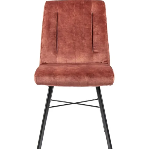 Trendy eetkamerstoel velvet blush met zwarte pootjes