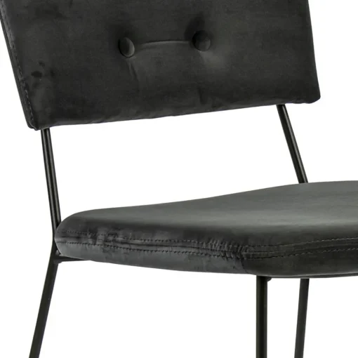 Trendy eetkamerstoel velvet grijs met metalen poot