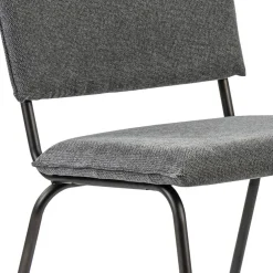 Trendy eettafelstoel grijs met gunmetal poot