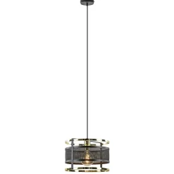 Trendy hanglamp mat zwart met hoogglans goud