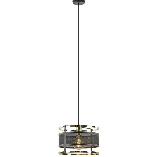 Trendy hanglamp mat zwart met hoogglans goud