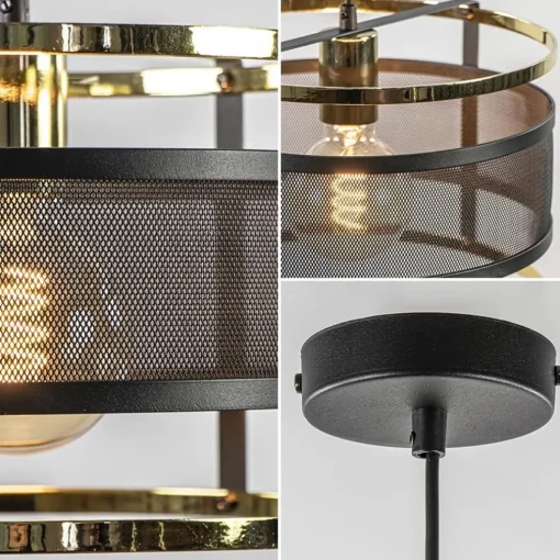 Trendy hanglamp mat zwart met hoogglans goud