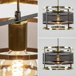 Trendy hanglamp mat zwart met hoogglans goud