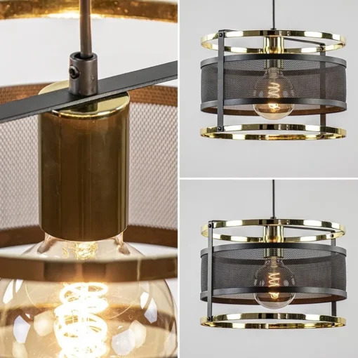 Trendy hanglamp mat zwart met hoogglans goud