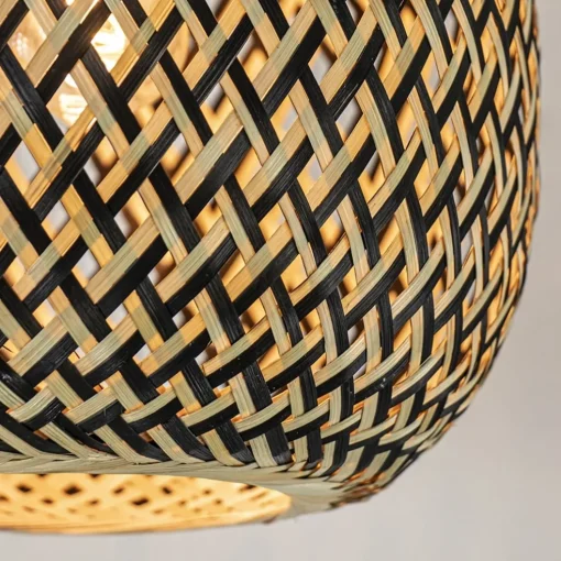 Trendy plafondlamp bamboe naturel/zwart