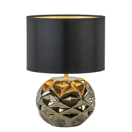 Trendy tafellamp keramiek goud met zwarte kap