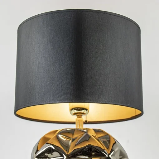 Trendy tafellamp keramiek goud met zwarte kap