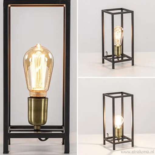 Trendy tafellamp Marlay zwart met brons