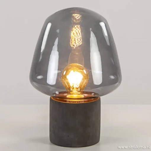 Trendy tafellamp met smokey glas