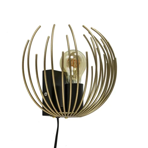 Trendy wandlamp goud met zwart inclusief snoer