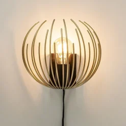 Trendy wandlamp goud met zwart inclusief snoer